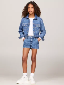 Spodnie, Szorty I Spódnice*Tommy Hilfiger Denimowe Szorty O Kroju Girlfriend MIDSALTPEPPER