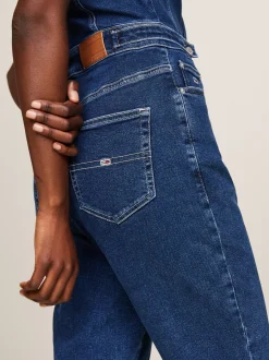 Sukienki*Tommy Hilfiger Denimowy Dopasowany Kombinezon Z Krótkim Rękawem DENIM MEDIUM