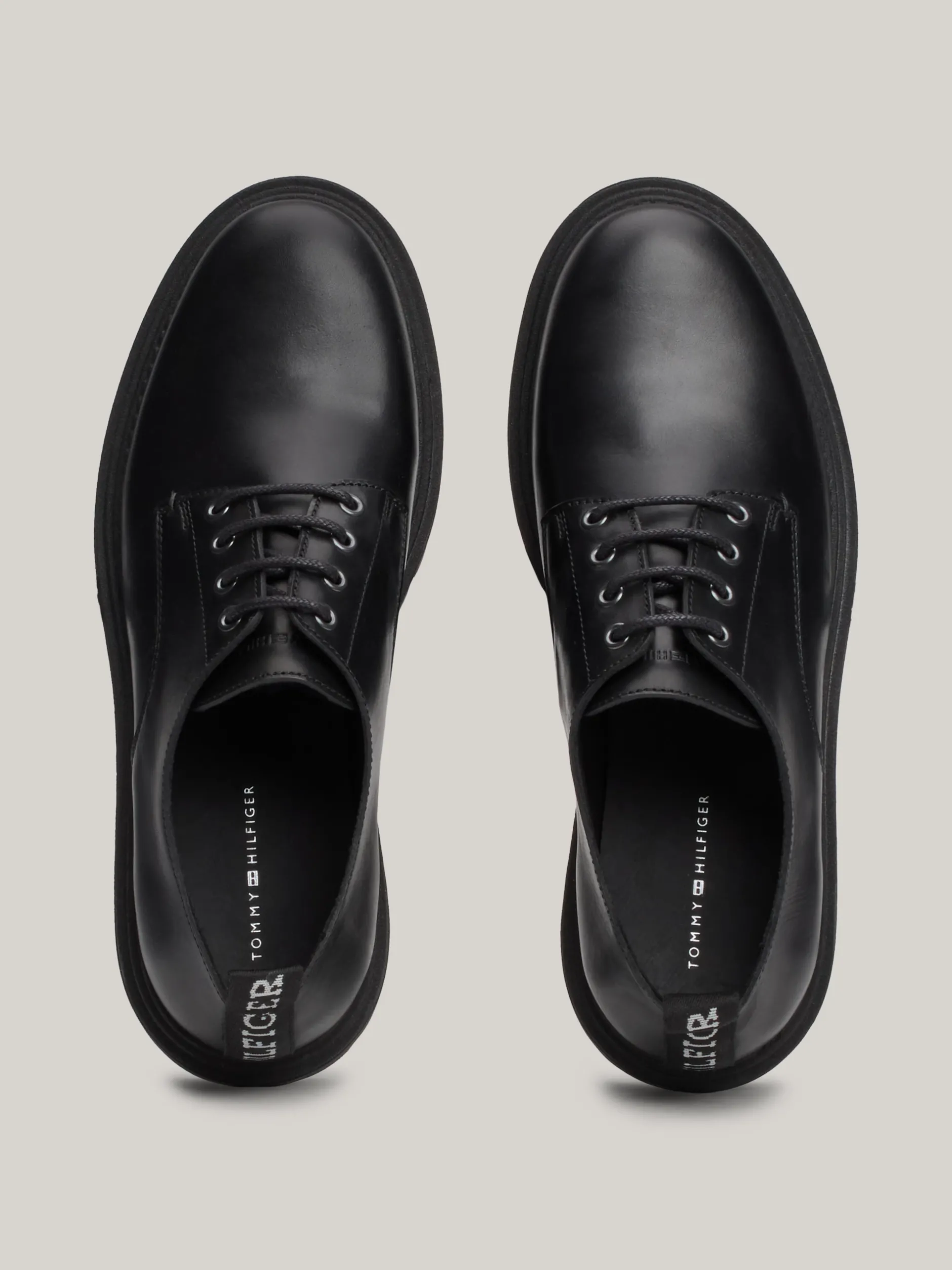 Buty Wizytowe*Tommy Hilfiger Derby Z Nieprzemakalnej Skóry BLACK