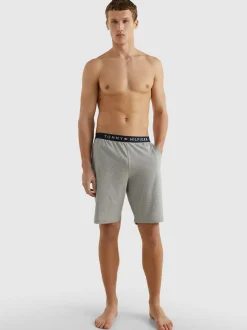 Stroje Domowe*Tommy Hilfiger Dżersejowe Szorty Z Logo LIGHT GREY HEATHER