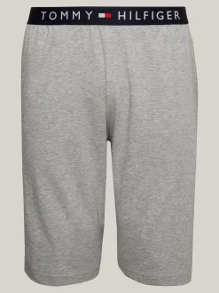 Stroje Domowe*Tommy Hilfiger Dżersejowe Szorty Z Logo LIGHT GREY HEATHER