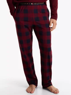 Stroje Kąpielowe*Tommy Hilfiger Dżersejowy Dół Od Piżamy TH Original BUFFALO CHECK DEEP ROUGE