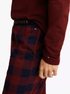 Stroje Kąpielowe*Tommy Hilfiger Dżersejowy Dół Od Piżamy TH Original BUFFALO CHECK DEEP ROUGE