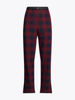 Stroje Kąpielowe*Tommy Hilfiger Dżersejowy Dół Od Piżamy TH Original BUFFALO CHECK DEEP ROUGE