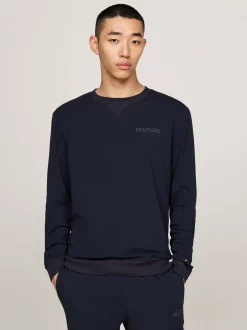 Stroje Domowe*Tommy Hilfiger Domowa Bluza Z Haftowaną Flagą DESERT SKY
