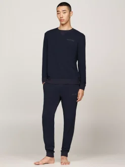 Stroje Domowe*Tommy Hilfiger Domowa Bluza Z Haftowaną Flagą DESERT SKY