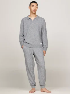 Stroje Domowe*Tommy Hilfiger Domowy Sweter TH Established Z Wełną MID GREY HT