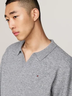 Stroje Domowe*Tommy Hilfiger Domowy Sweter TH Established Z Wełną MID GREY HT