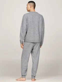 Stroje Domowe*Tommy Hilfiger Domowy Sweter TH Established Z Wełną MID GREY HT