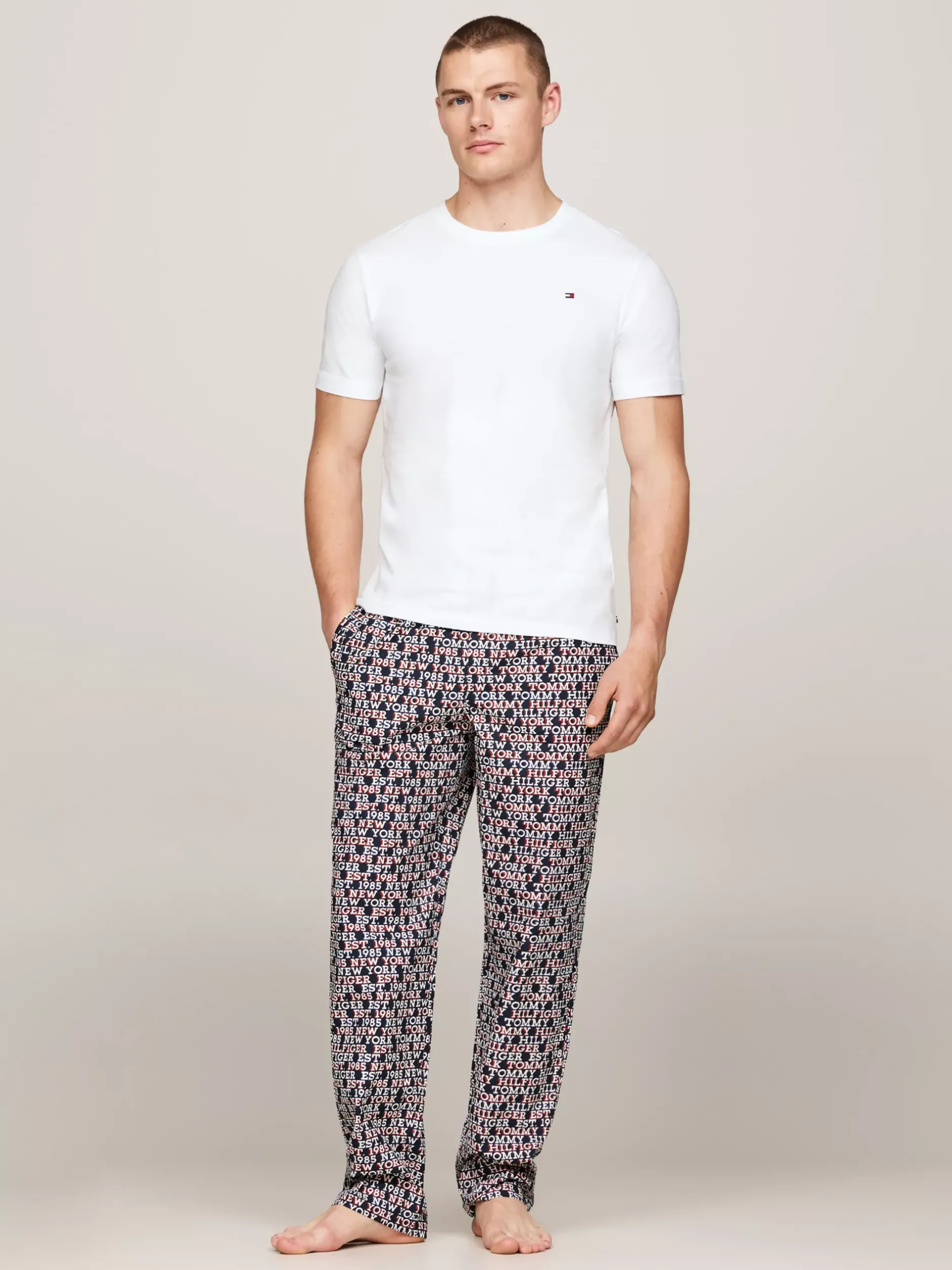 Stroje Domowe*Tommy Hilfiger Domowy T-shirt O Wąskim Kroju WHITE