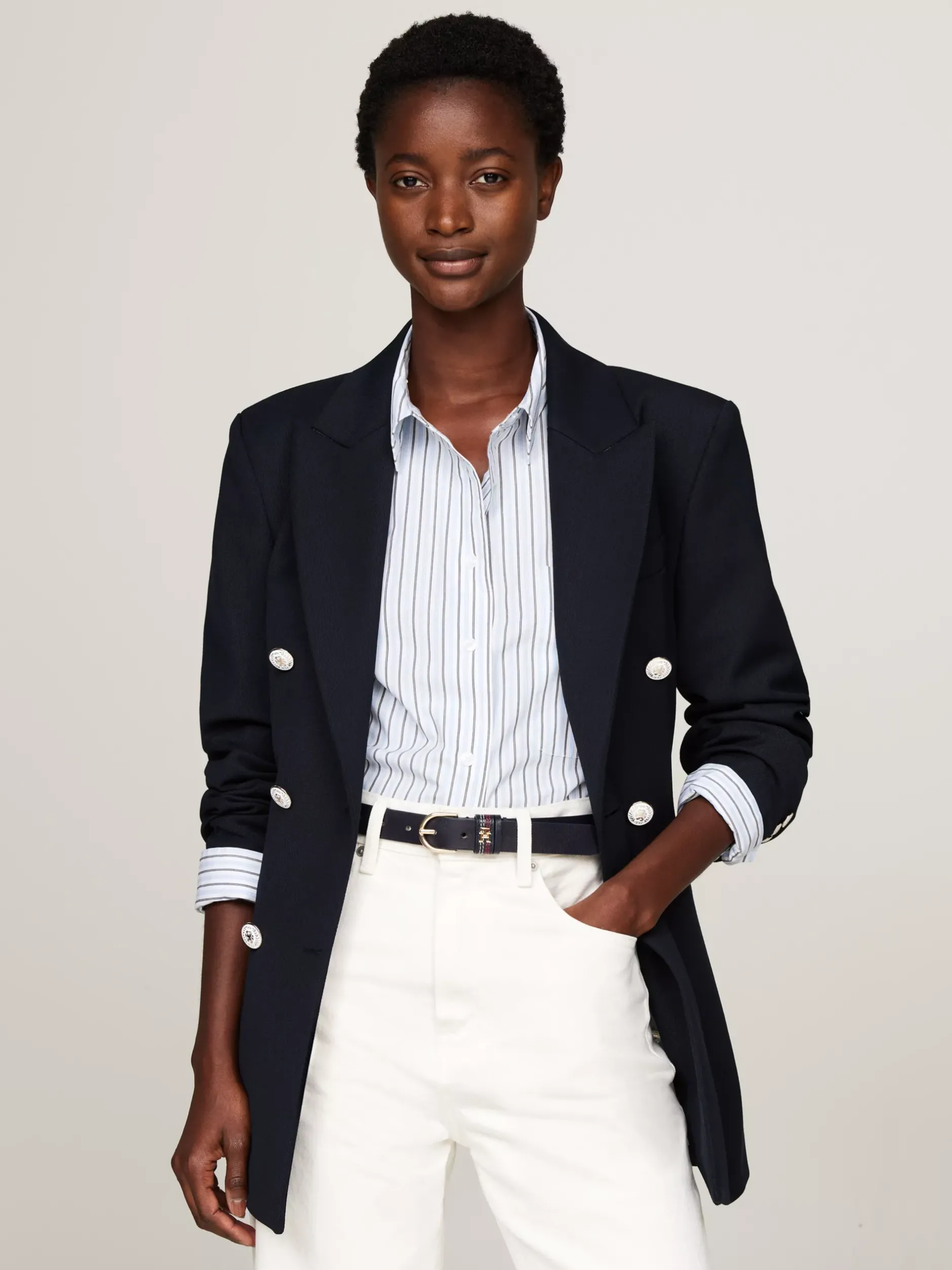 Marynarki*Tommy Hilfiger Dopasowana Dwurzędowa Marynarka Na Guziki DESERT SKY
