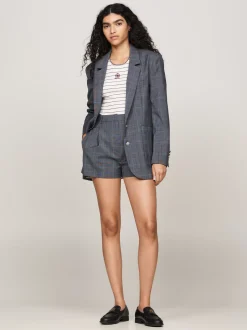 Szorty*Tommy Hilfiger Dopasowane Szorty W Kratę Z Emblematem MEDIUM GREY HEATHER