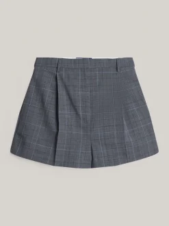 Szorty*Tommy Hilfiger Dopasowane Szorty W Kratę Z Emblematem MEDIUM GREY HEATHER