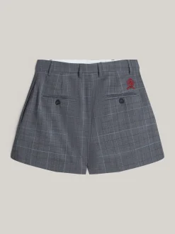 Szorty*Tommy Hilfiger Dopasowane Szorty W Kratę Z Emblematem MEDIUM GREY HEATHER
