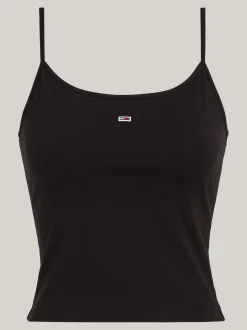 T-Shirty*Tommy Hilfiger Dopasowany Top O Skróconym Kroju Z Logo BLACK