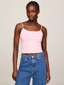 T-Shirty*Tommy Hilfiger Dopasowany Top O Skróconym Kroju Z Logo BALLET PINK
