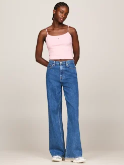 T-Shirty*Tommy Hilfiger Dopasowany Top O Skróconym Kroju Z Logo BALLET PINK