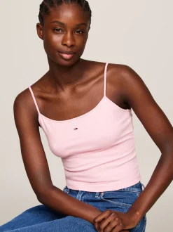 T-Shirty*Tommy Hilfiger Dopasowany Top O Skróconym Kroju Z Logo BALLET PINK
