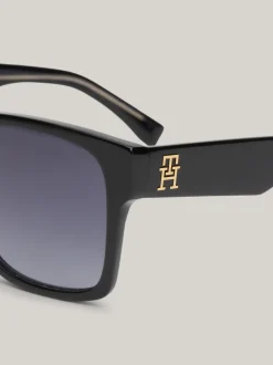 Okulary Przeciwsłoneczne*Tommy Hilfiger Duże Okulary Przeciwsłoneczne Z Monogramem TH BLACK