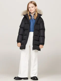 Kurtki I Płaszcze*Tommy Hilfiger Długa Puchowa Kurtka O Taliowanym Kroju BLACK