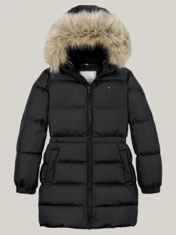 Kurtki I Płaszcze*Tommy Hilfiger Długa Puchowa Kurtka O Taliowanym Kroju BLACK