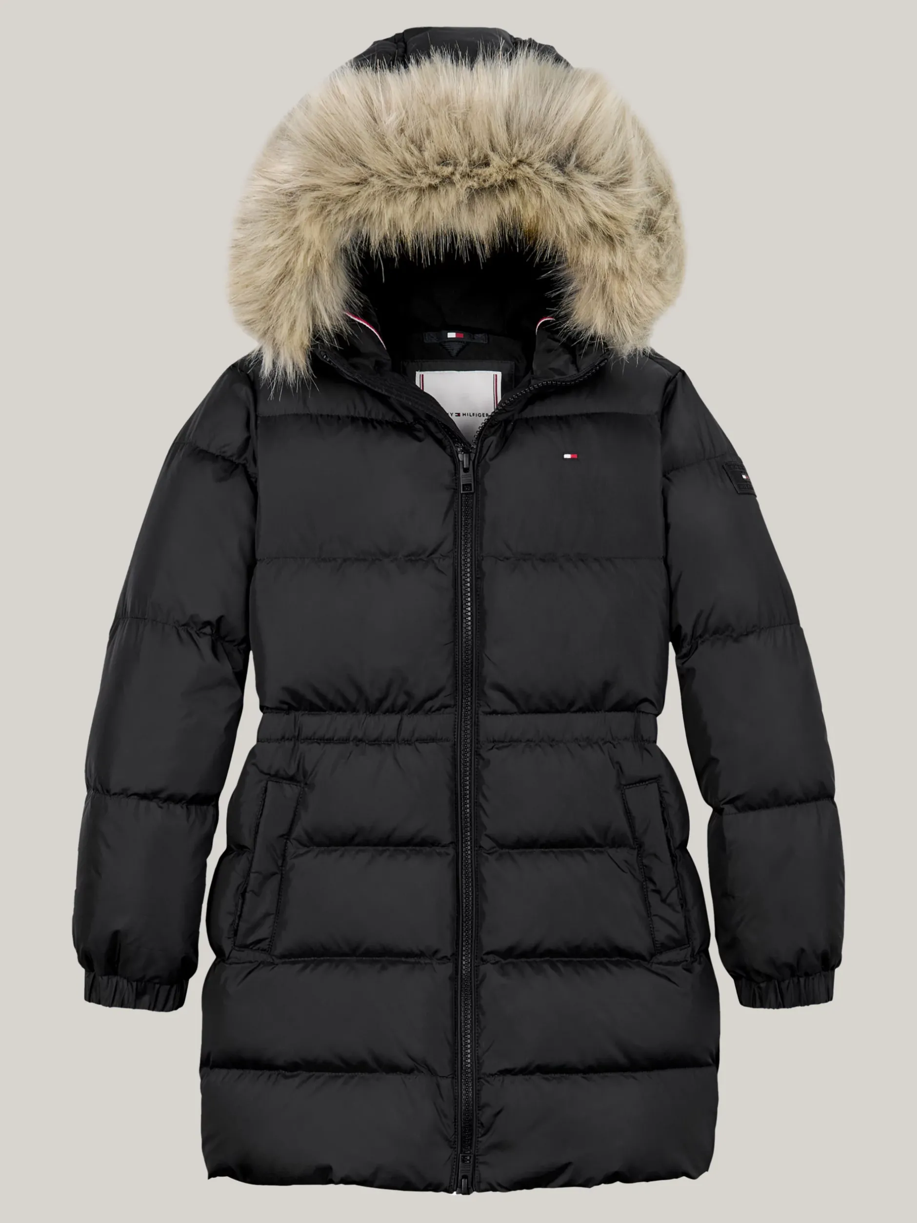 Kurtki I Płaszcze*Tommy Hilfiger Długa Puchowa Kurtka O Taliowanym Kroju BLACK