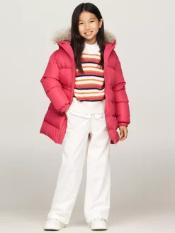 Kurtki I Płaszcze*Tommy Hilfiger Długa Puchowa Kurtka O Taliowanym Kroju HERITAGE PINK