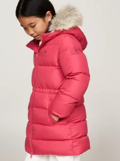 Kurtki I Płaszcze*Tommy Hilfiger Długa Puchowa Kurtka O Taliowanym Kroju HERITAGE PINK