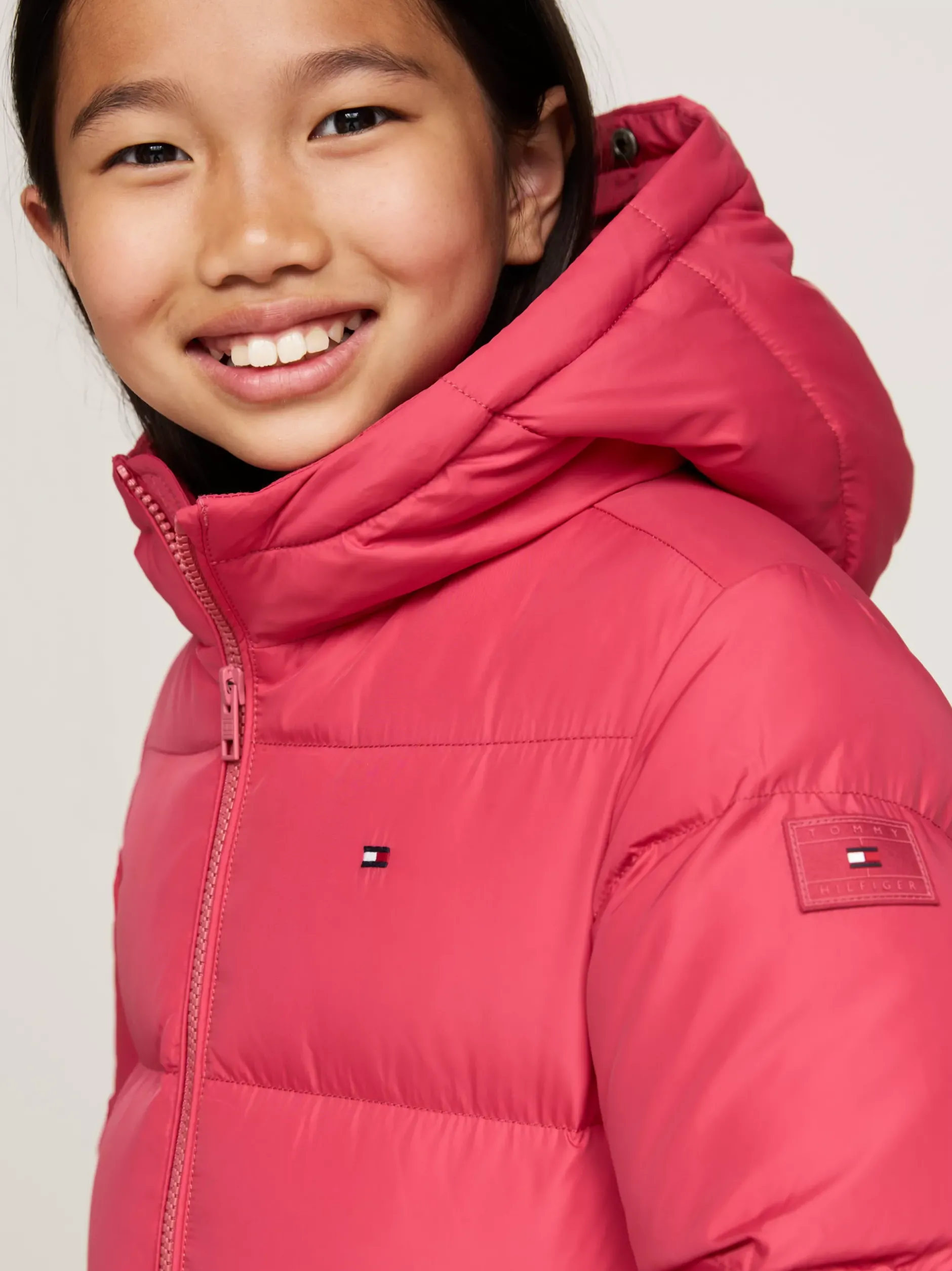 Kurtki I Płaszcze*Tommy Hilfiger Długa Puchowa Kurtka O Taliowanym Kroju HERITAGE PINK