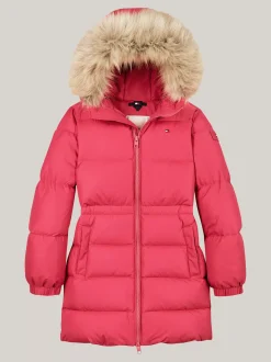 Kurtki I Płaszcze*Tommy Hilfiger Długa Puchowa Kurtka O Taliowanym Kroju HERITAGE PINK