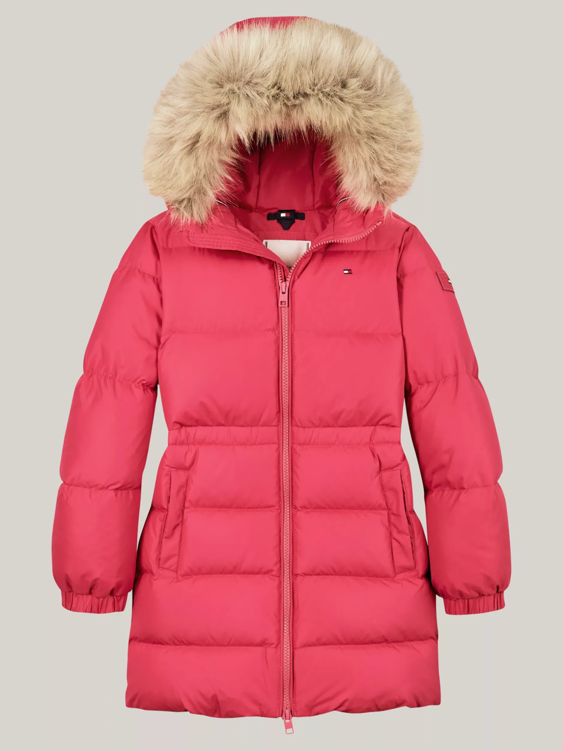 Kurtki I Płaszcze*Tommy Hilfiger Długa Puchowa Kurtka O Taliowanym Kroju HERITAGE PINK