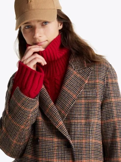 Kurtki & Płaszcze|Wełniane Płaszcze*Tommy Hilfiger Długi Płaszcz Dwurzędowy W Kratkę ORANGE CHECK