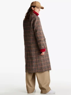 Kurtki & Płaszcze|Wełniane Płaszcze*Tommy Hilfiger Długi Płaszcz Dwurzędowy W Kratkę ORANGE CHECK