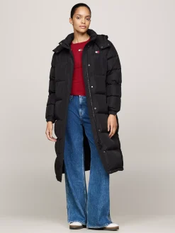 Kurtki & Płaszcze*Tommy Hilfiger Długi Puchowy Płaszcz Alaska Z Kapturem BLACK