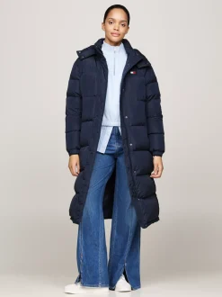 Kurtki & Płaszcze*Tommy Hilfiger Długi Puchowy Płaszcz Alaska Z Kapturem DARK NIGHT NAVY