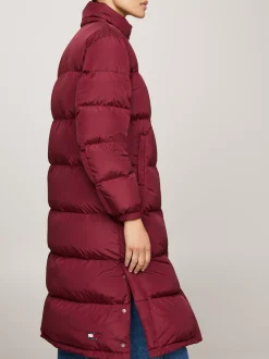 Kurtki & Płaszcze*Tommy Hilfiger Długi Puchowy Płaszcz Alaska Z Kapturem DEEP ROUGE
