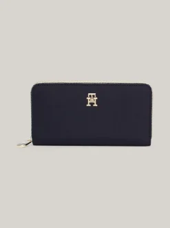 Portfele & Breloczki Do Kluczy*Tommy Hilfiger Duży Portfel Poppy Z Monogramem TH SPACE BLUE