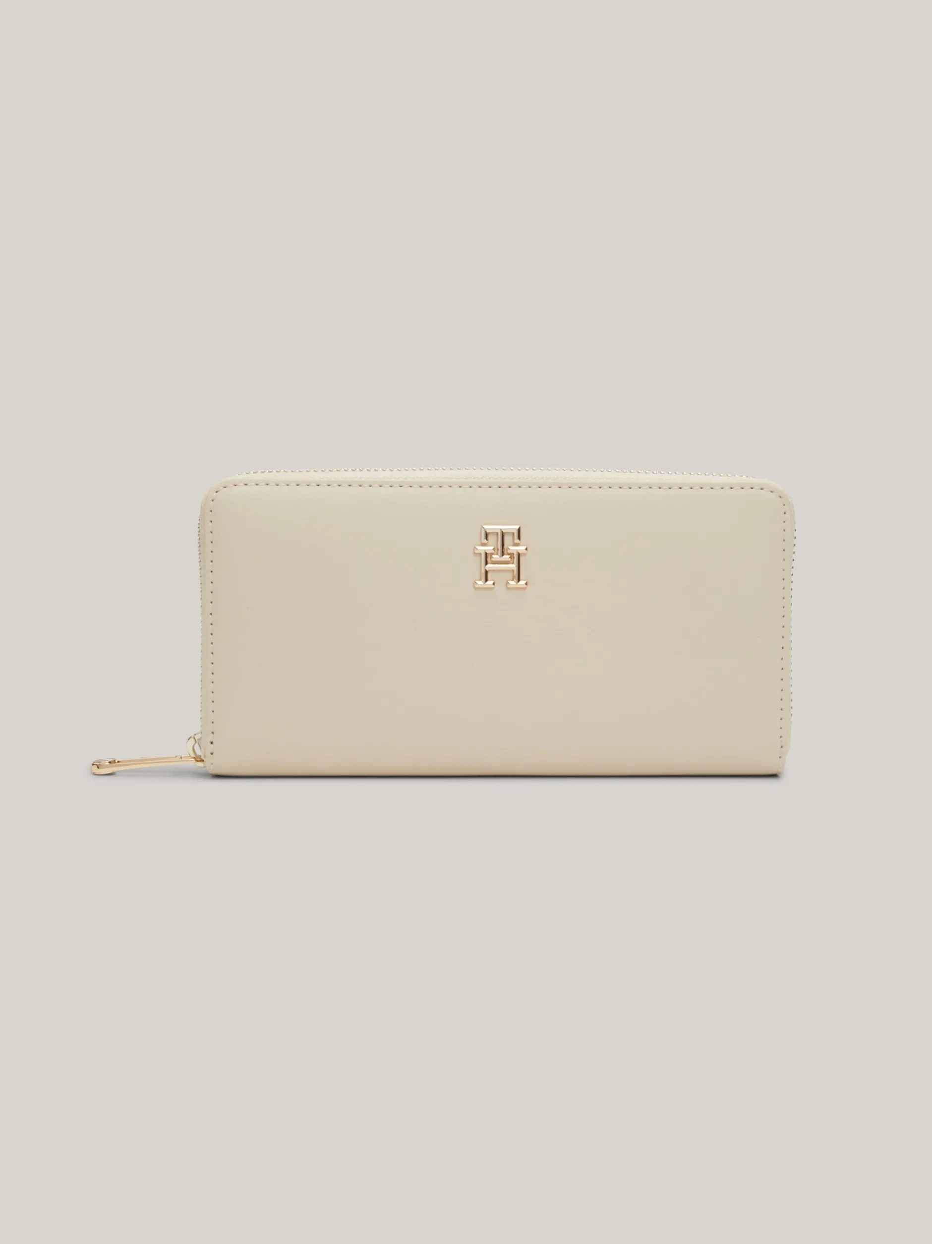Portfele & Breloczki Do Kluczy*Tommy Hilfiger Duży Portfel TH Chic Z Zapięciem Na Zamek CLASSIC BEIGE