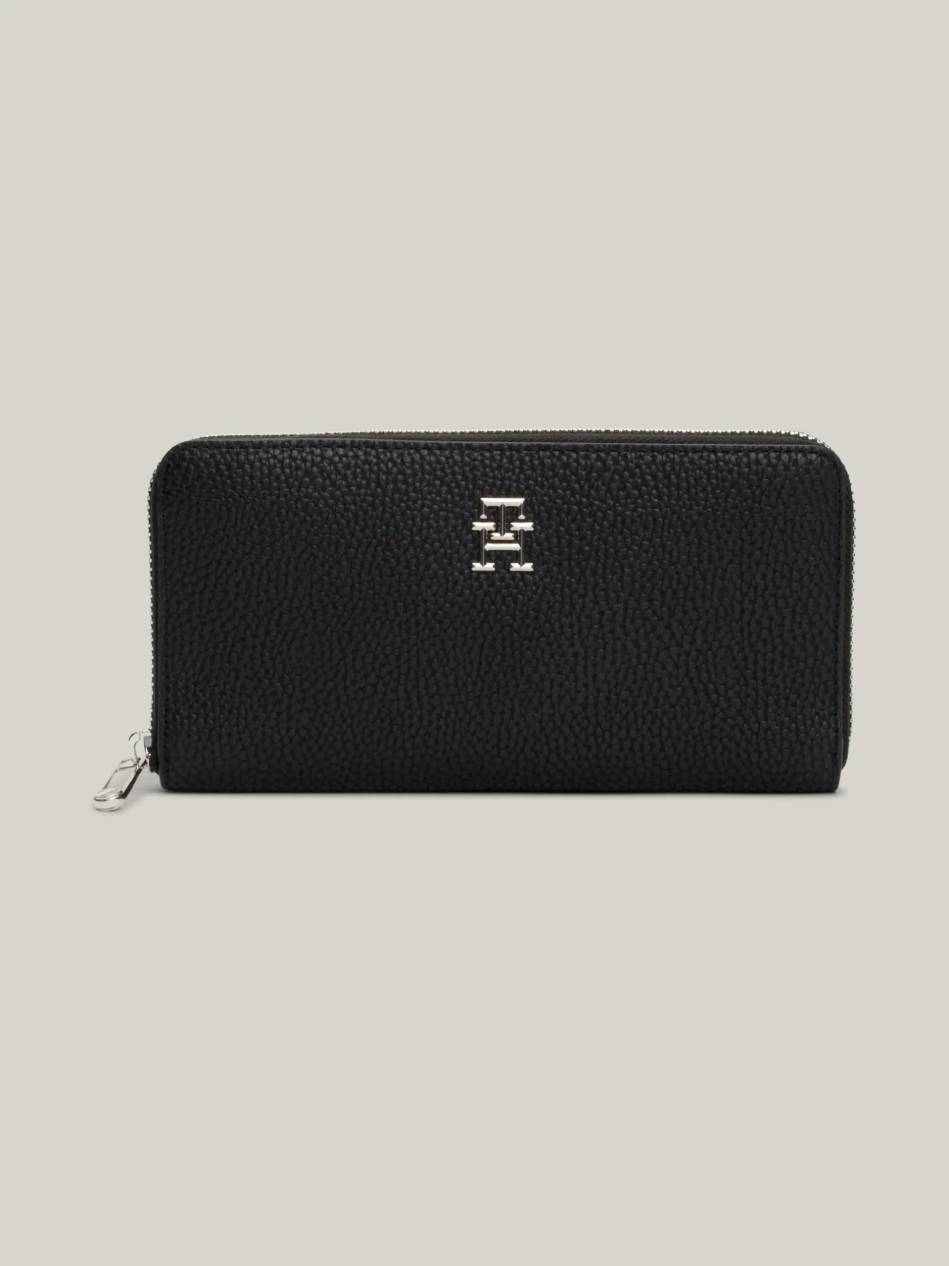 Portfele & Breloczki Do Kluczy*Tommy Hilfiger Duży Portfel TH Emblem Zapinany Na Zamek BLACK