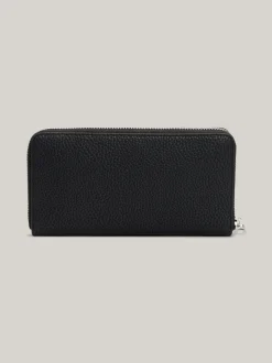 Portfele & Breloczki Do Kluczy*Tommy Hilfiger Duży Portfel TH Emblem Zapinany Na Zamek BLACK