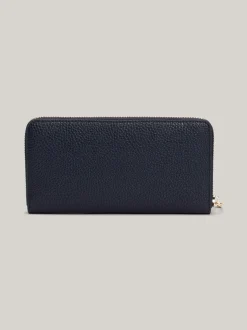 Portfele & Breloczki Do Kluczy*Tommy Hilfiger Duży Portfel TH Emblem Zapinany Na Zamek SPACE BLUE