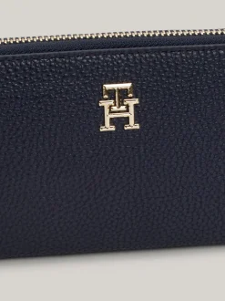 Portfele & Breloczki Do Kluczy*Tommy Hilfiger Duży Portfel TH Emblem Zapinany Na Zamek SPACE BLUE