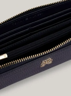 Portfele & Breloczki Do Kluczy*Tommy Hilfiger Duży Portfel TH Emblem Zapinany Na Zamek SPACE BLUE