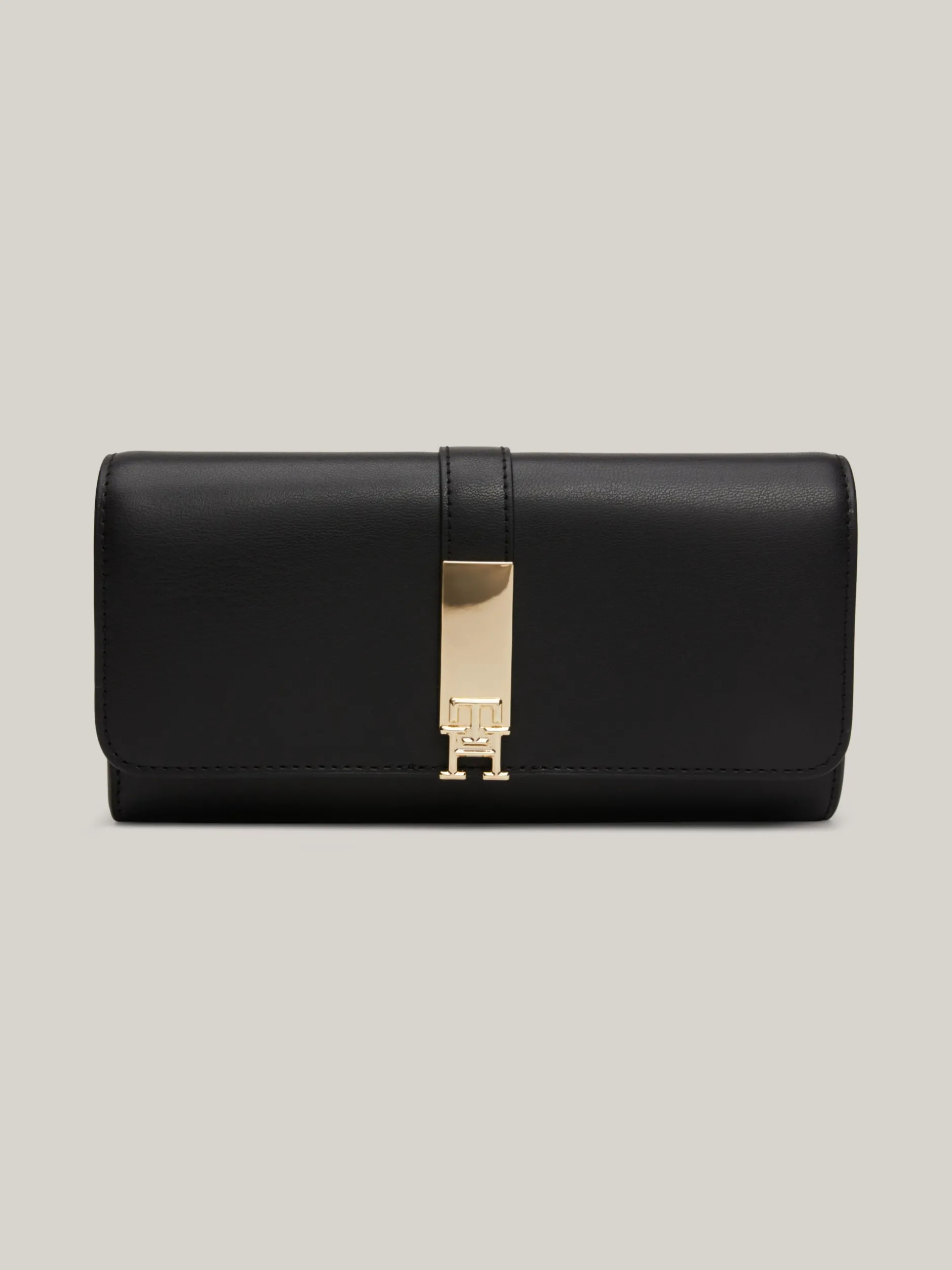 Portfele & Breloczki Do Kluczy*Tommy Hilfiger Duży Składany Portfel Heritage Z Klapką BLACK