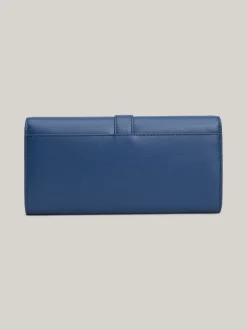 Portfele & Breloczki Do Kluczy*Tommy Hilfiger Duży Składany Portfel Heritage Z Klapką FOSSIL BLUE