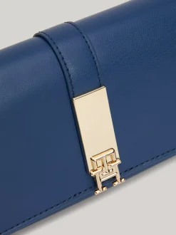 Portfele & Breloczki Do Kluczy*Tommy Hilfiger Duży Składany Portfel Heritage Z Klapką FOSSIL BLUE