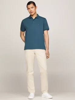 Koszulki Polo*Tommy Hilfiger Dwukolorowa Koszulka Polo O Regularnym Kroju ORNAMENTAL GREEN / AEGEAN SEA