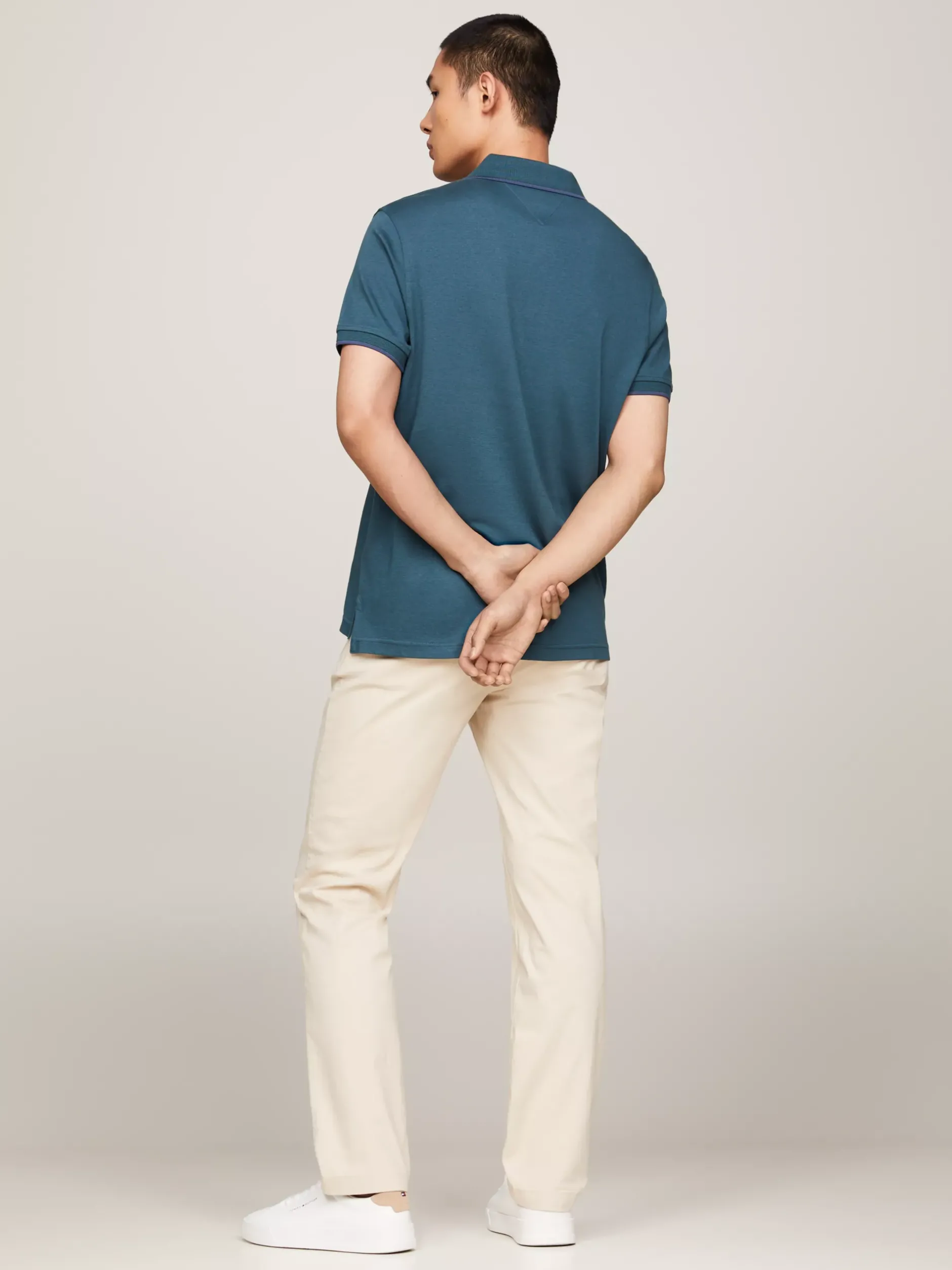 Koszulki Polo*Tommy Hilfiger Dwukolorowa Koszulka Polo O Regularnym Kroju ORNAMENTAL GREEN / AEGEAN SEA