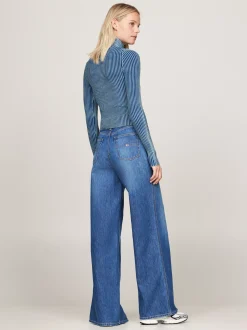 Swetry|Dzianina*Tommy Hilfiger Dwukolorowy Prążkowany Sweter Na Zamek CHASE BLUE