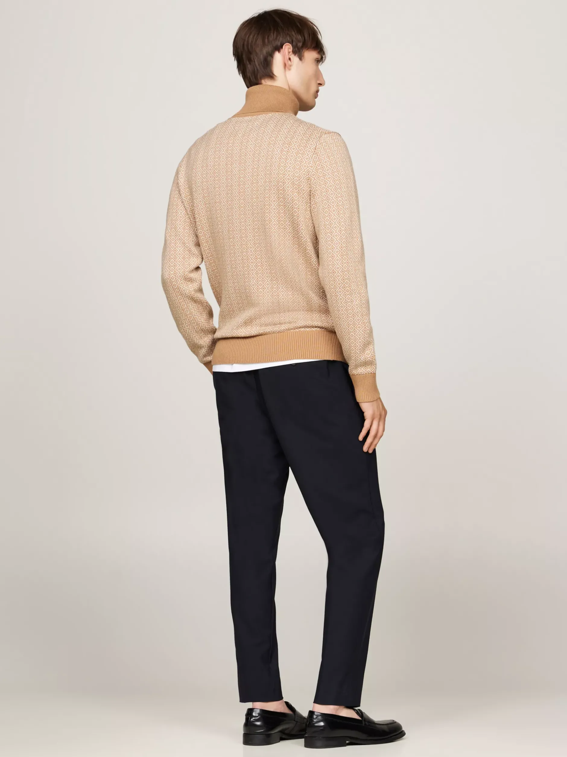Swetry Z Golfem|Swetry*Tommy Hilfiger Dwukolorowy Sweter Z Golfem SAFARI CANVAS / HEATHERED OATMILK